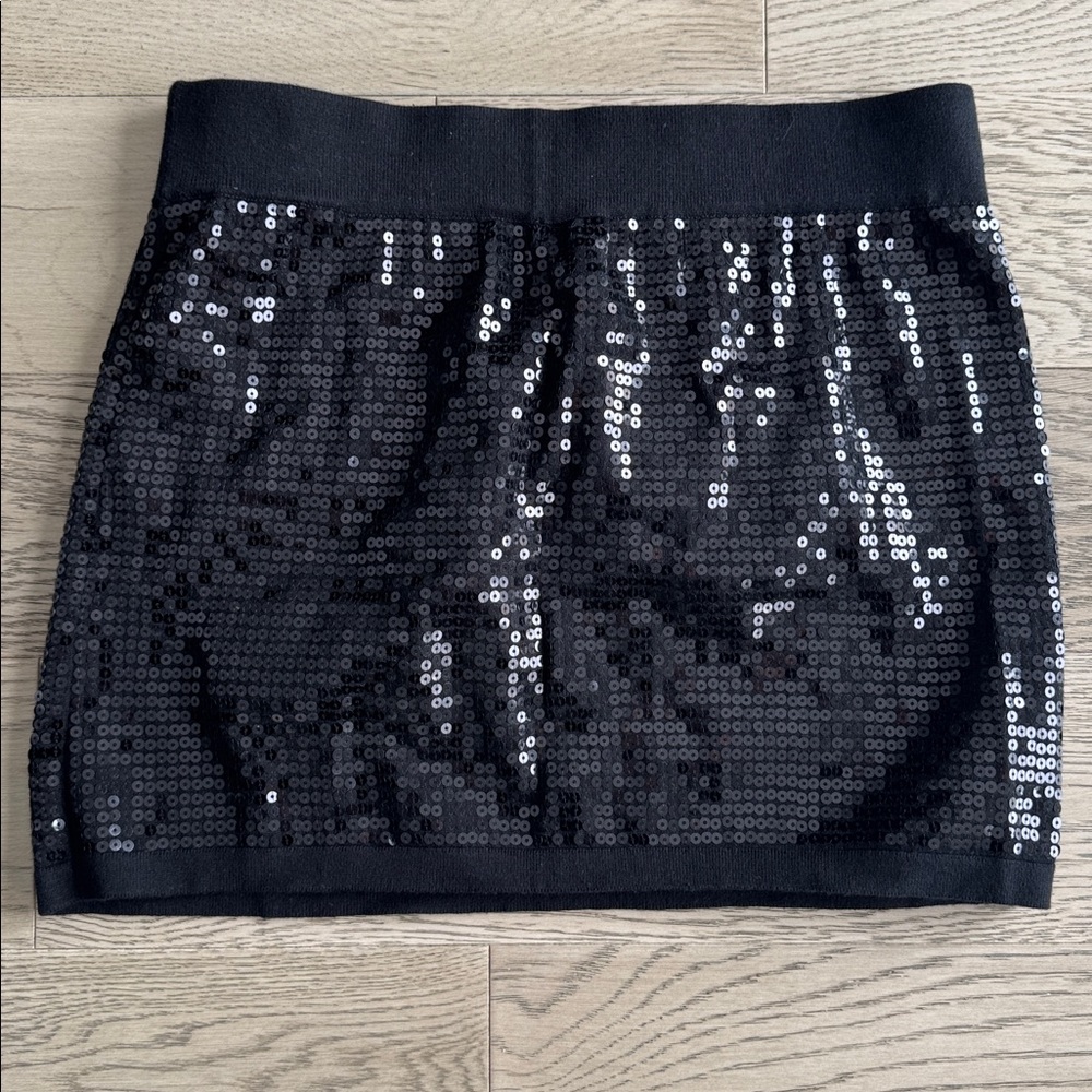 Forever 21 Black Sequin Mini Skirt -Medium - Picture 7 of 12
